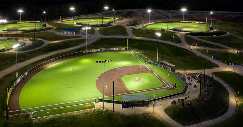 ballfield with stadium lights
